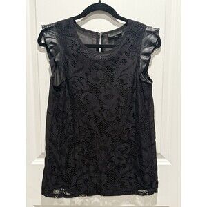 Leather And Lace Black Top Small Sheer Jeans By Buffalo Shirt Sleeveless